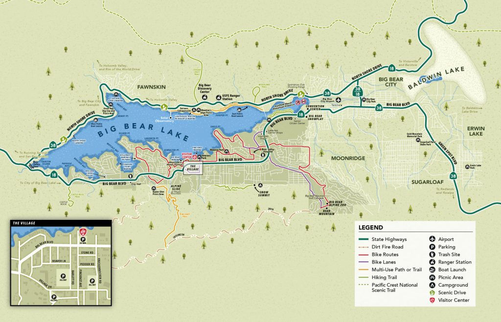 Big Bear Lake Map Le Cartographiste Greg Franco   Big Bear Lake Map 1024x659 