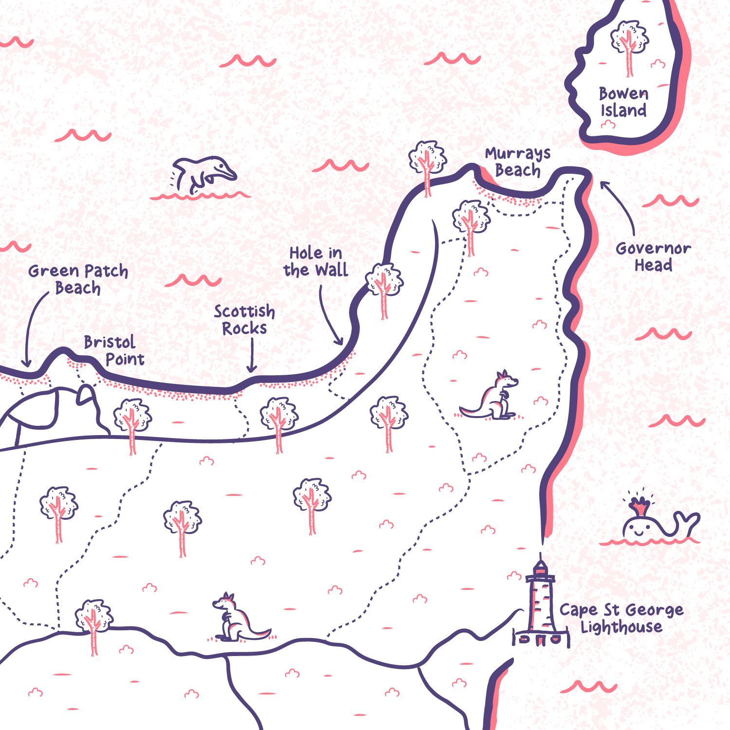 Booderre National Park illustrated map - Greg Franco - Le Cartographiste