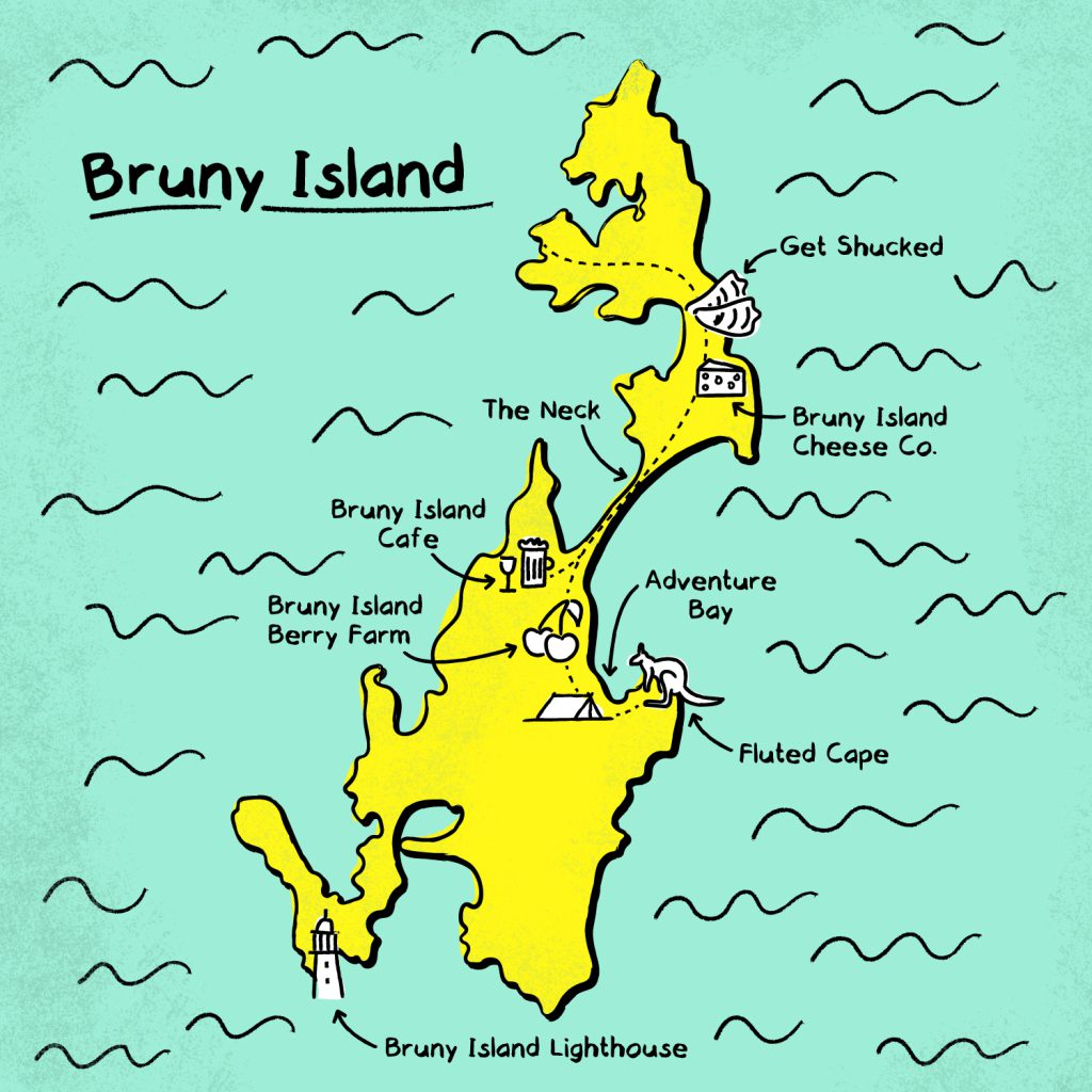 Bruny Island illustrated map - Le Cartographiste - Greg Franco