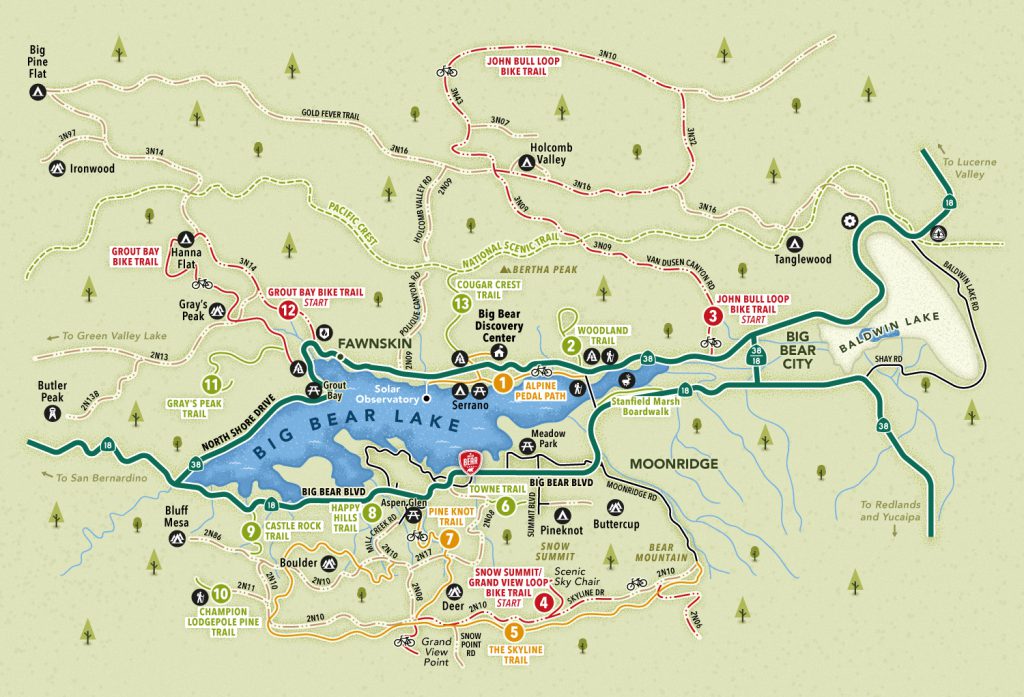 Big Bear Lake Hiking And Biking Map Le Cartographiste Greg Franco   Hiking Biking Map 1024x697 