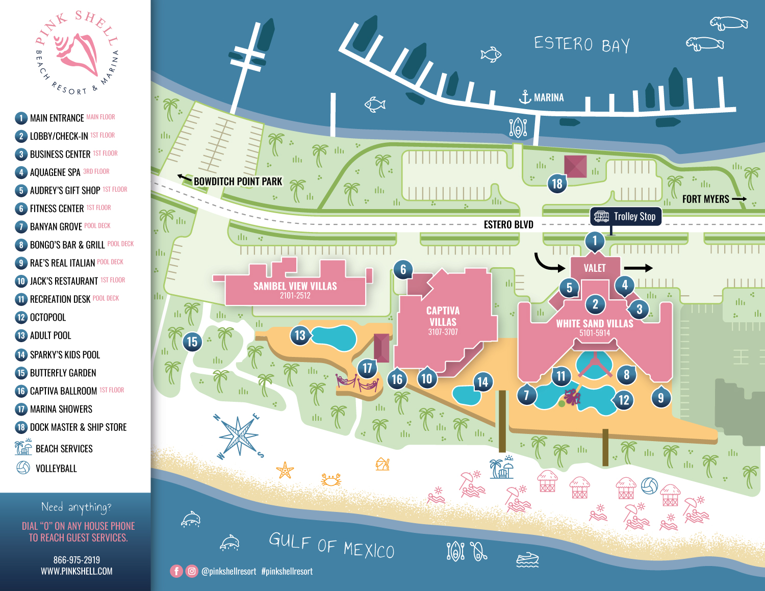 Pink Shell Beach Resort site map Le Cartographiste Greg Franco