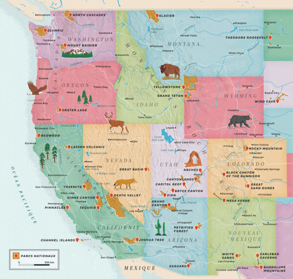 Western United States illustrated map - Greg Franco - Le Cartographiste